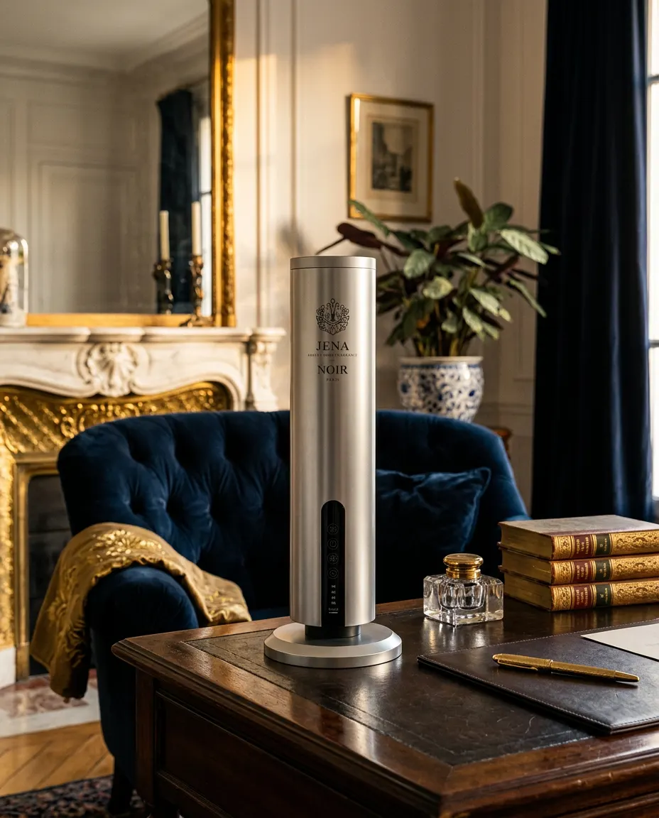 Zilveren Jena Noir diffuser in de woonkamer